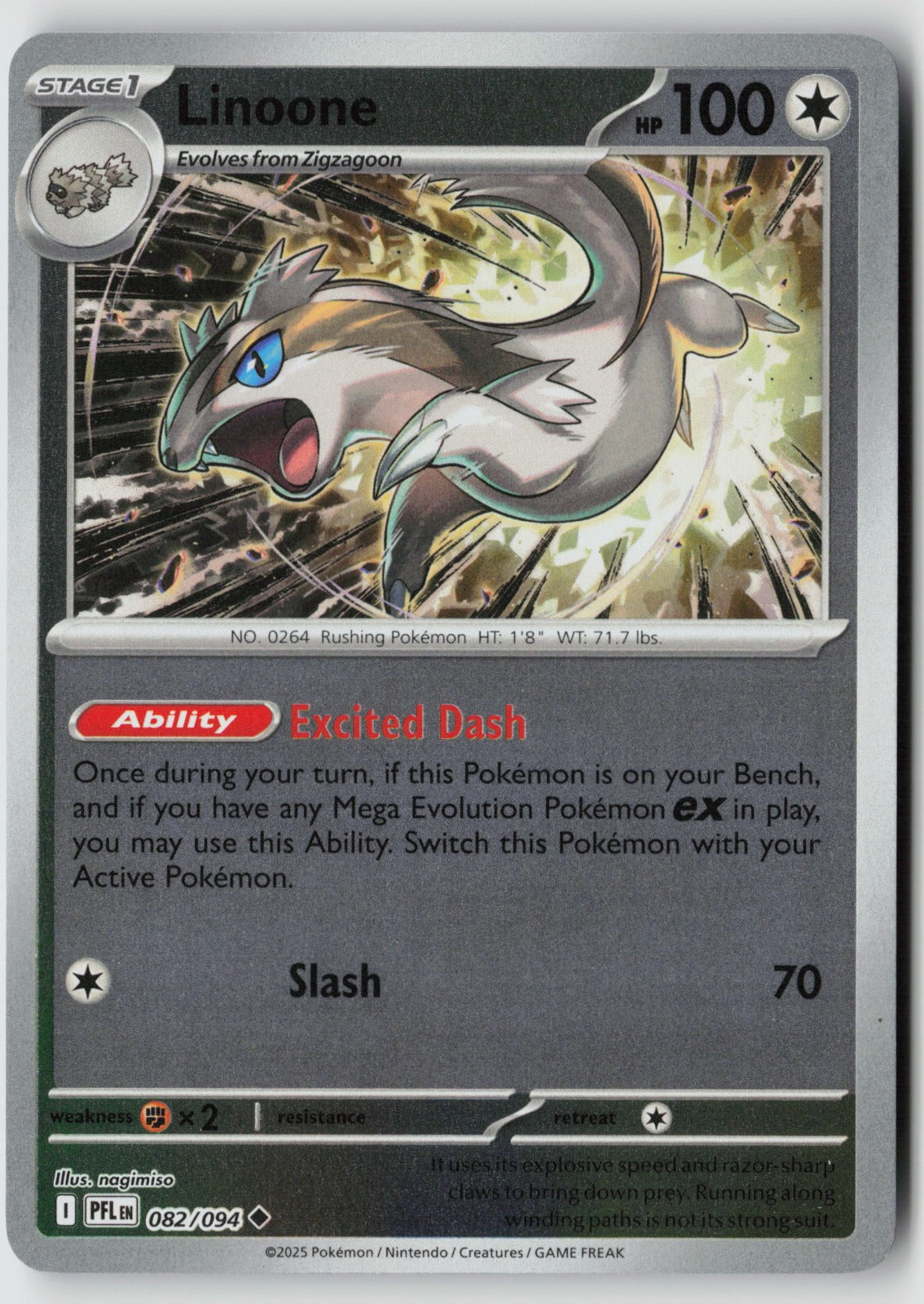 Linoone 082/094 ME02: Phantasmal Flames Uncommon Reverse Holo NM nagimiso
