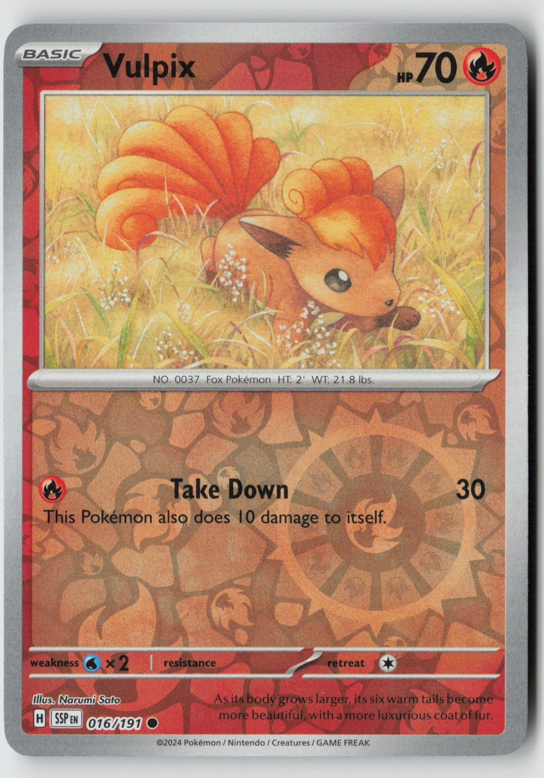 Vulpix 016/191 SV08: Surging Sparks Common Reverse Holo NM Narumi Sato