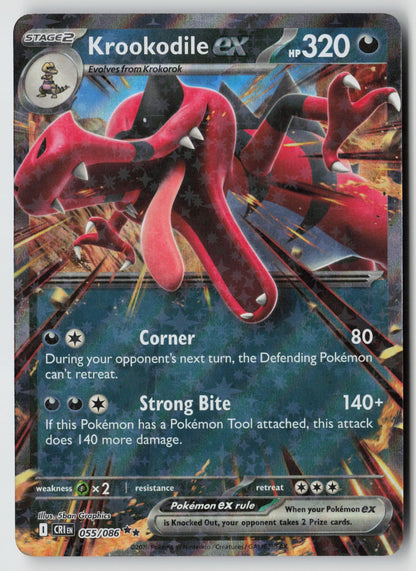 Krookodile ex 055/086 ME04: Chaos Rising Double Rare Holo NM 5ban Graphics
