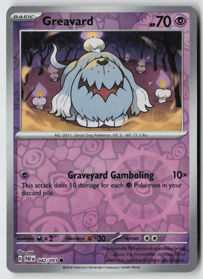 Greavard 042/091 SV: Paldean Fates Common Reverse Holo NM yuu