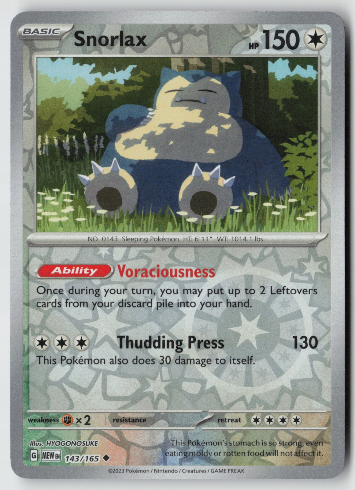 Snorlax 143/165 SV: Scarlet & Violet 151 Uncommon Reverse Holo NM HYOGONOSUKE