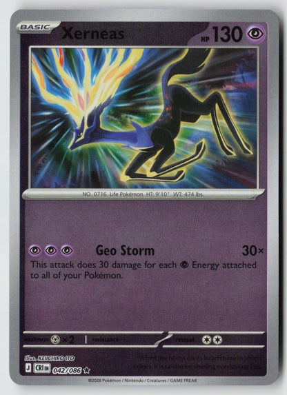 Xerneas 042/086 ME04: Chaos Rising Rare Reverse Holo NM KEIICHIRO ITO
