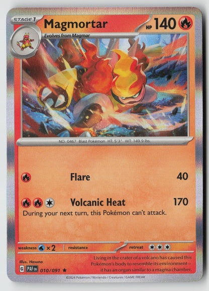 Magmortar 010/091 SV: Paldean Fates Rare Holo NM Hasuno