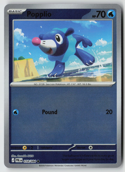Popplio 018/084 ME05: Pitch Black Common Reverse Holo NM Oswaldo KATO