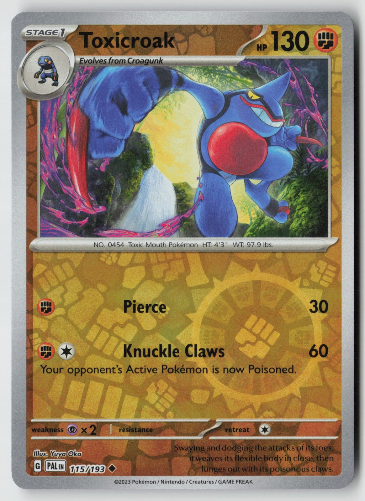 Toxicroak 115/193 SV02: Paldea Evolved Uncommon Reverse Holo NM Yuya Oka