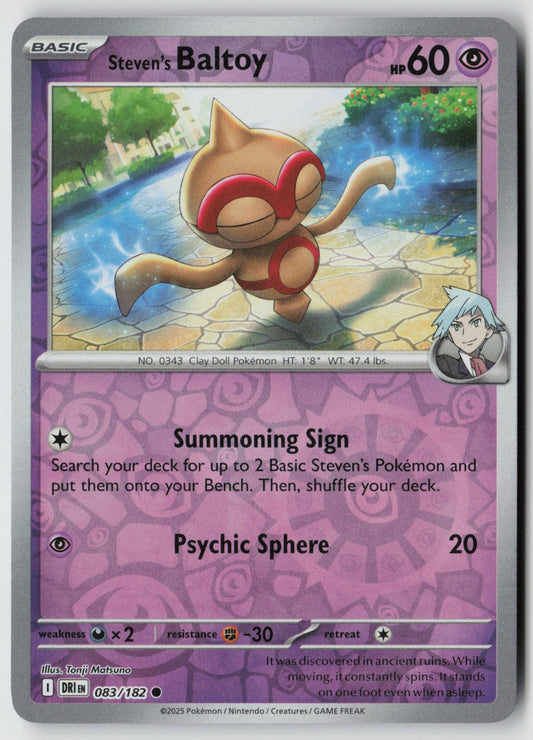 Steven's Baltoy 083/182 SV10: Destined Rivals Common Reverse Holo NM Mina Nakai