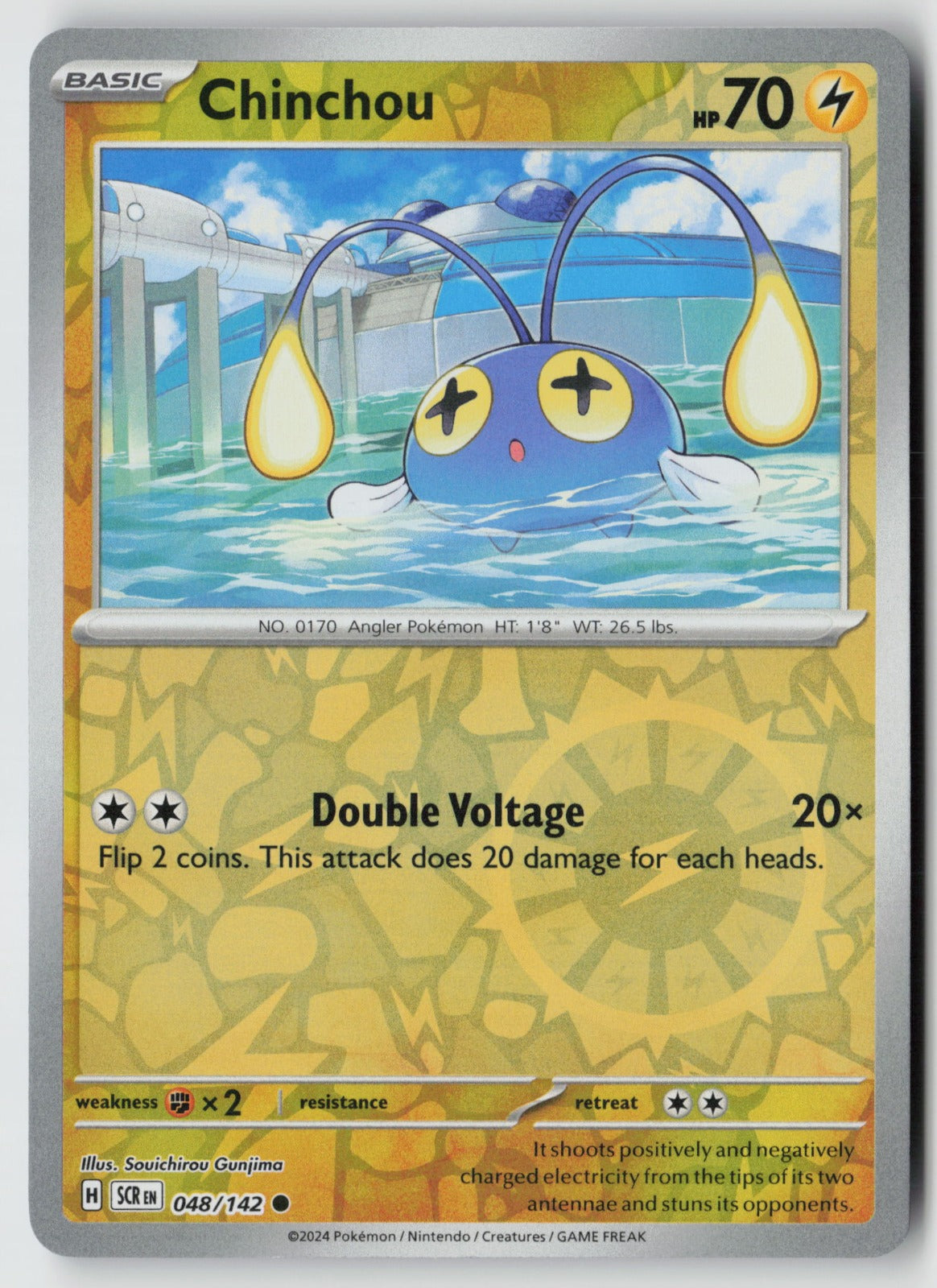 Chinchou 048/142 SV07: Stellar Crown Common Reverse Holo NM Souichirou Gunjima