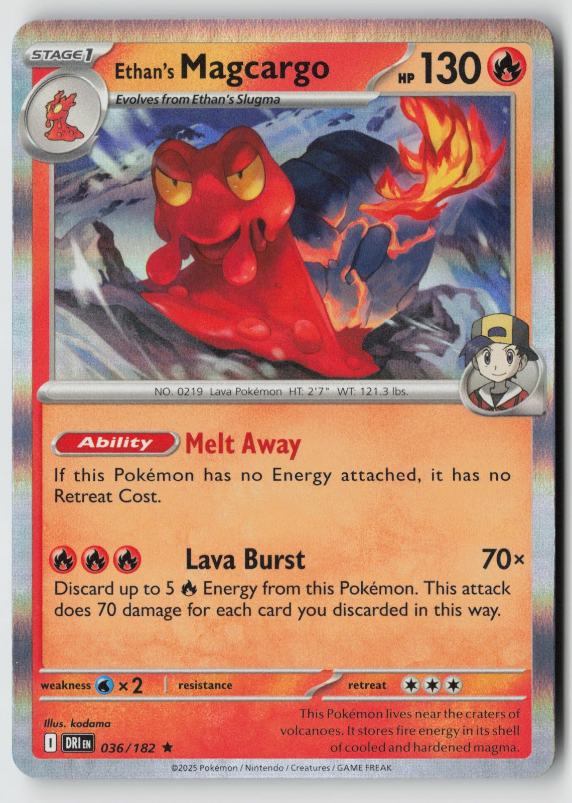Ethan's Magcargo 036/182 SV10: Destined Rivals Rare Holo NM Krgc